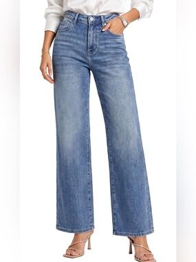 High Waisted Wide Leg Jeans Heavyweight Premium Stretch Denim M